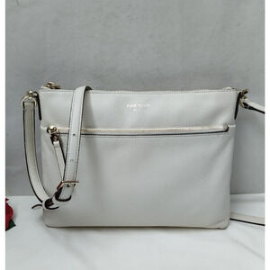 Kate Spade New York White Pebbled Leather Zipper Closure Crossbody Bag